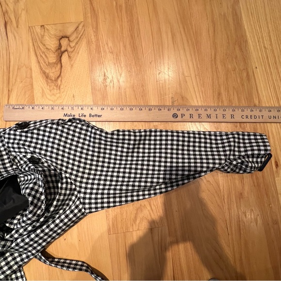 MISS SELFRIDGE BLACK WHITE HOUNSTOOTH TRENCH COAT SIZE 6 NEW - Picture 11 of 13